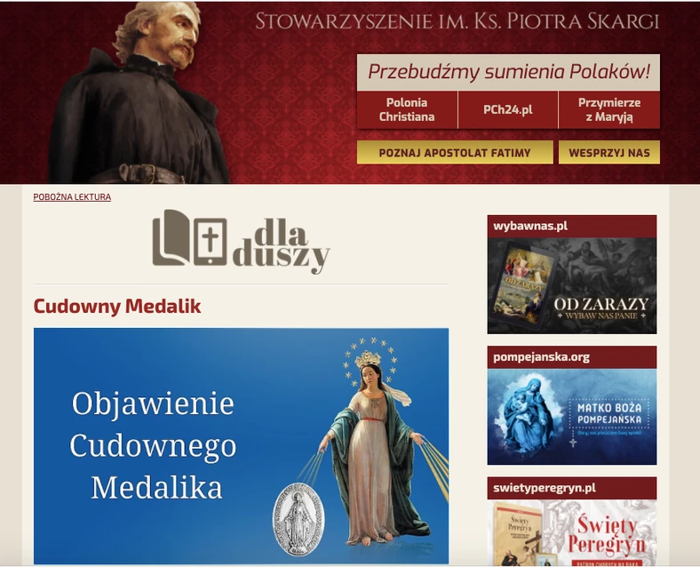 Campanha de arrecadação de fundos da Fundação Instituto Piotr Skarga na Internet, foto: captura de tela de piotrskarga.pl