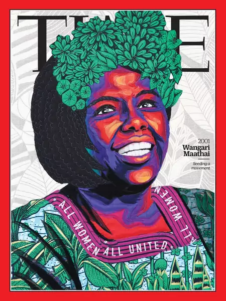 Wangari Maathai na liście 100 najważniejszych kobiet ostatniego 100-lecia wg TIME, proj. Bisa Butler