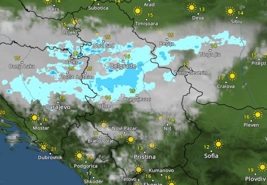 Kretanje padavina u 7 sati