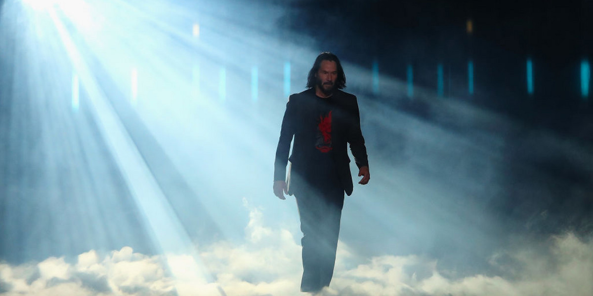 Keanu Reeves podczas prezentacji gry Cyberpunk 2077 9 czerwca w Los Angeles na targach E3.