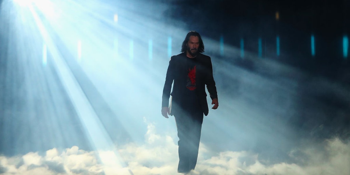 Keanu Reeves podczas prezentacji gry Cyberpunk 2077 9 czerwca w Los Angeles na targach E3.