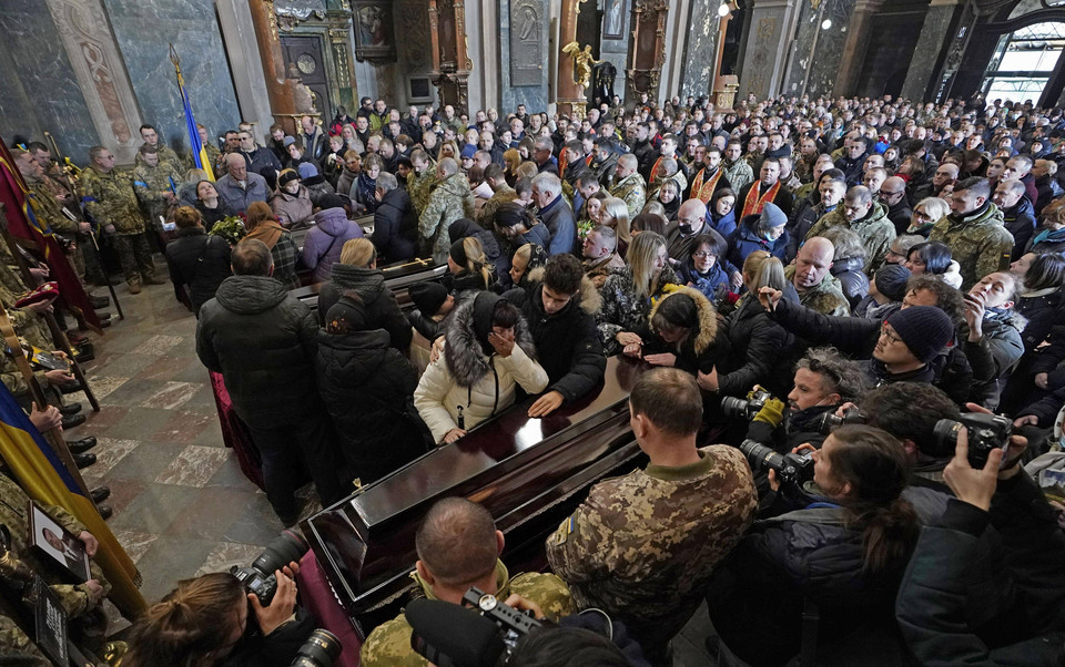 Pogrzeb ukraińskich żołnierzy. Lwów 15 marca 2022