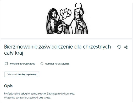 ogłoszenie z internetu