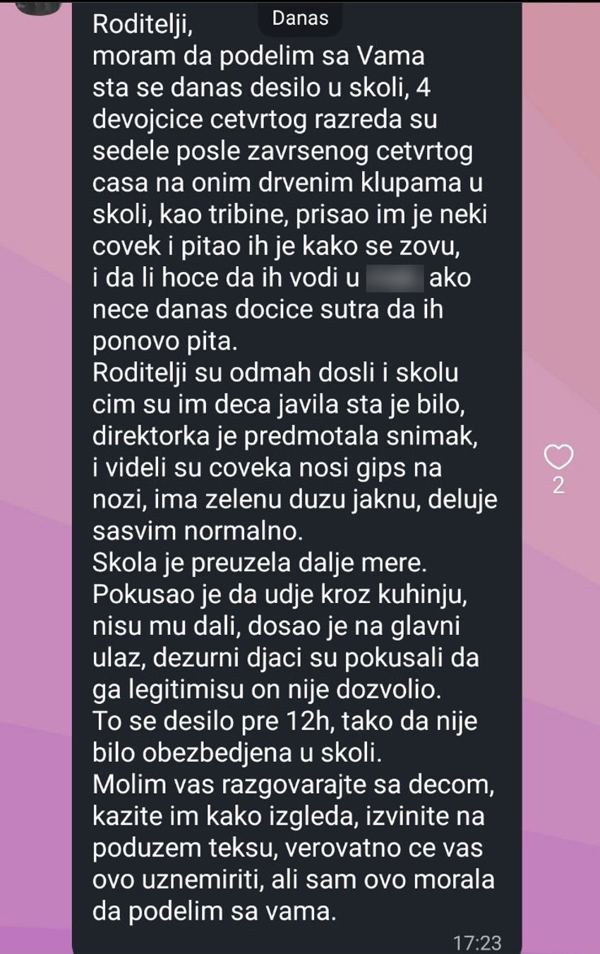 Prepiska koja je uznemirila roditelje sa Ceraka