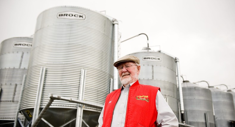 On Monday, April 11, 2011 Bob Moore, the founder of Bob's Red Mill Natural Foods, located in Milwaukie, OR poses for a portrait in front of his manufacturing facility and grain storage bins.Leah Nash/For the Washington Post/Getty Images