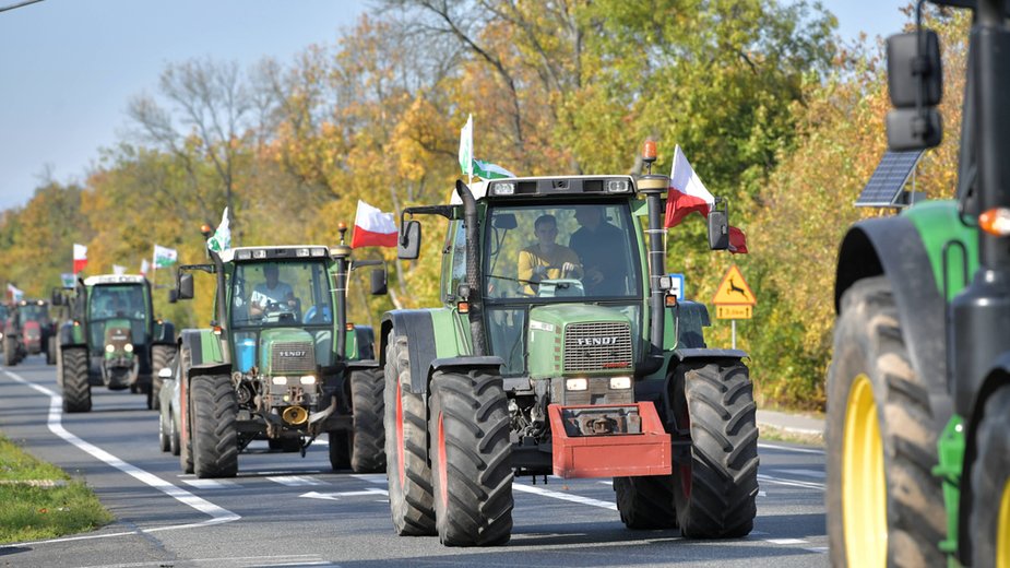 Protest rolników w miejscowości Trzebucza, 7 października 2020 r.