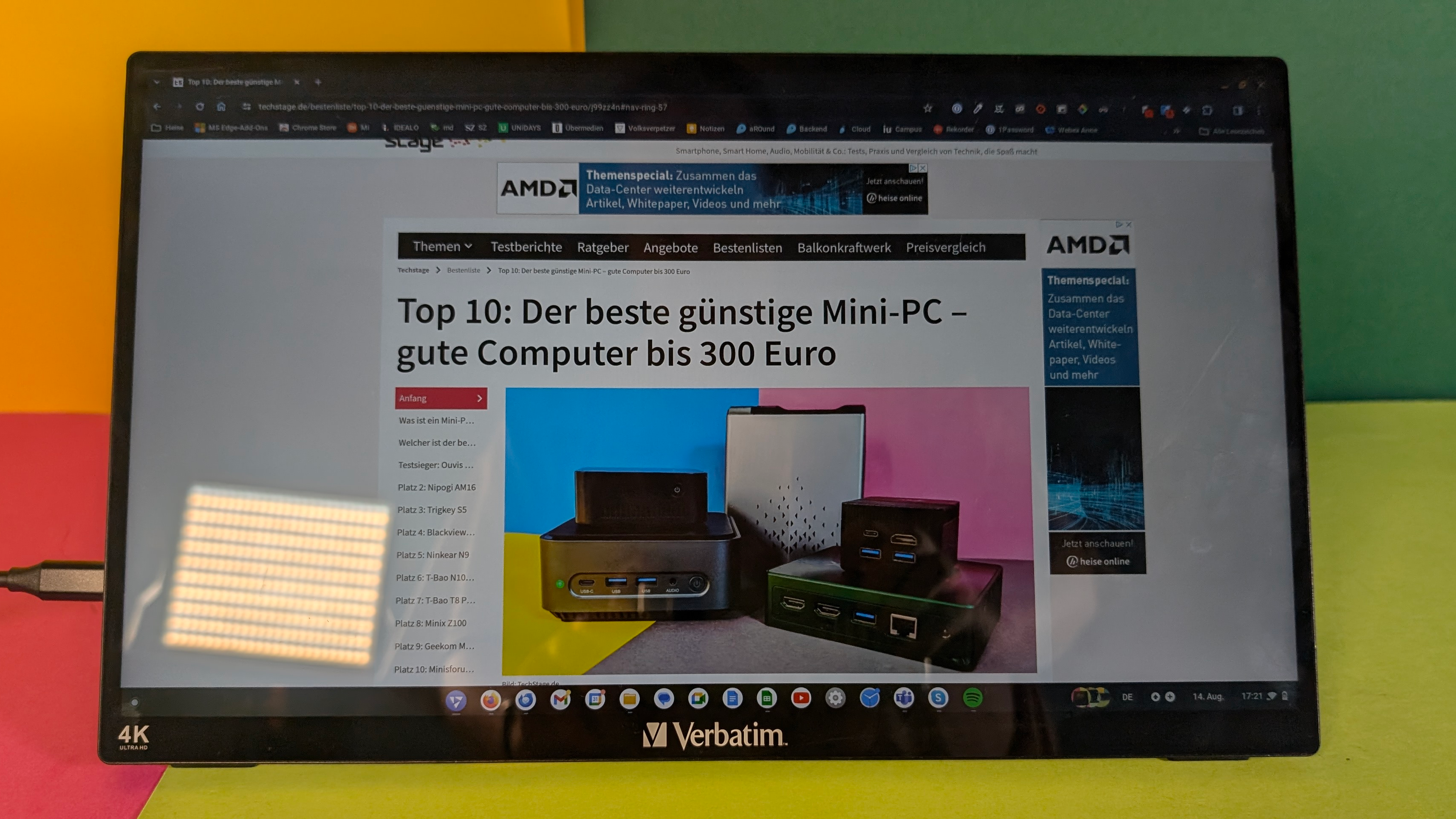 Portabler Monitor Verbatim PMT-15-4K im Test