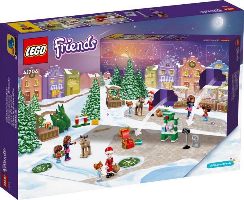 Kalendarz adwentowy Lego Friends. Z figurkami i minizastawami klocków. Cena: ok. 86 zł