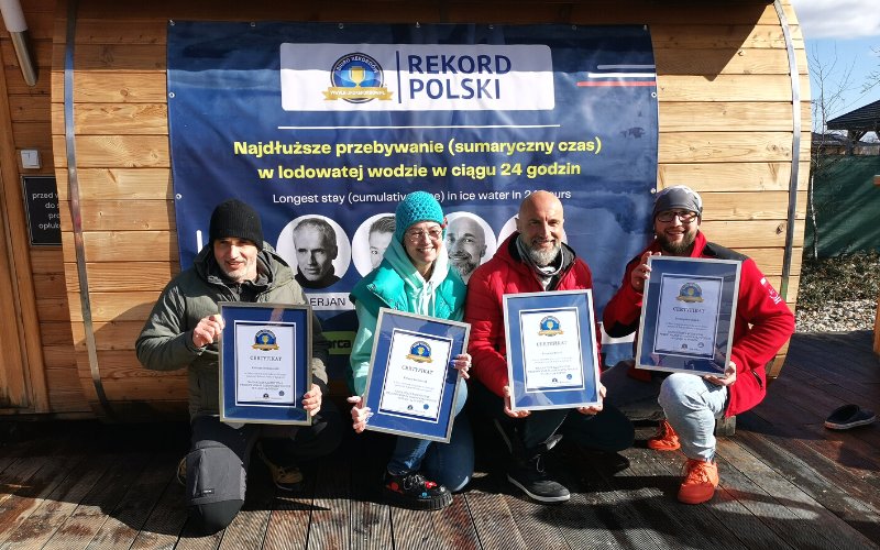 Rekordziści Polski w kategorii najdłuższy łączny czas spędzony w lodowatej wodzie w 24h