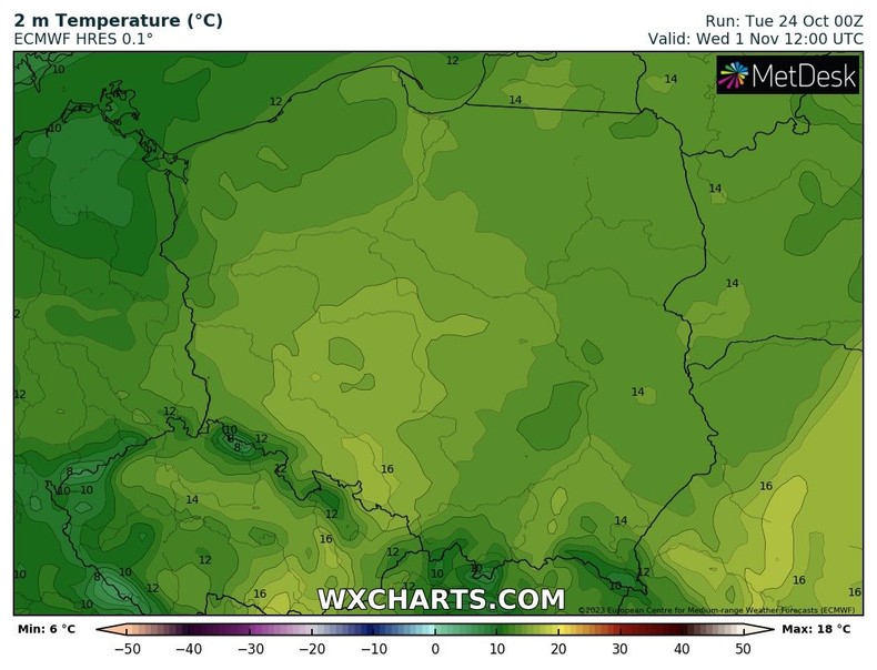 Pierwszego listopada towarzyszyć nam będzie wysoka temperatura.