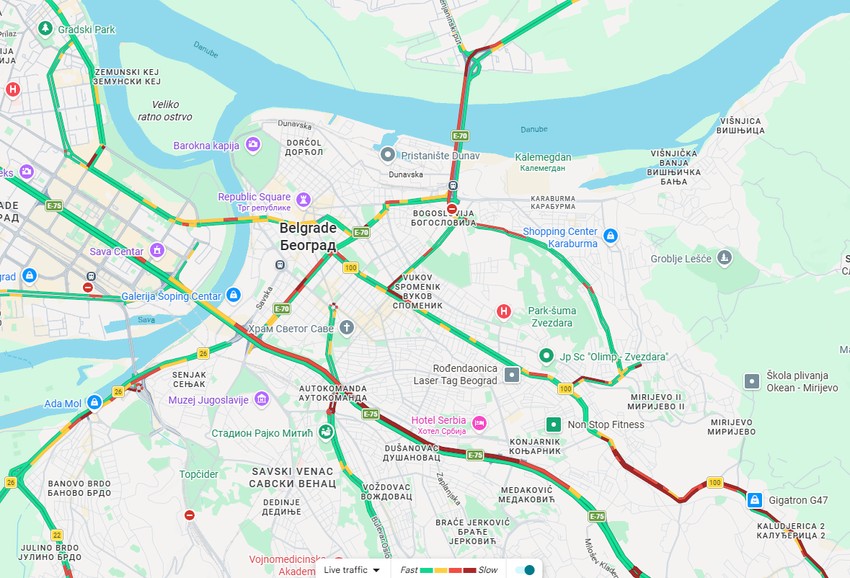 Gužve u Beogradu: Najveće gužve na Smederevskom putu, moto-putu i Pančevačkom mostu