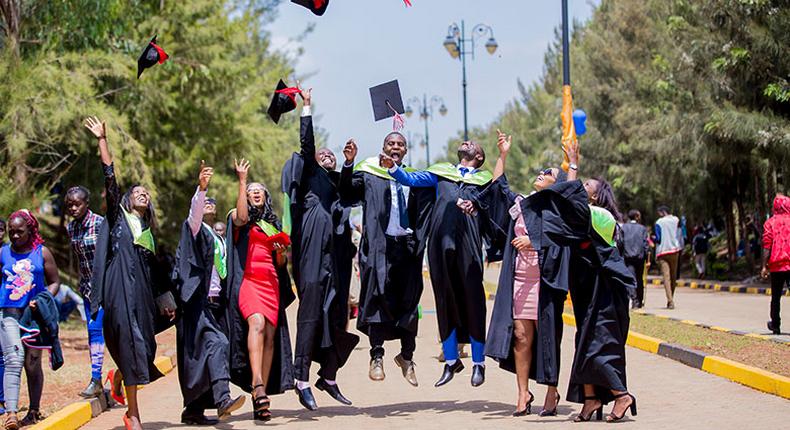 Graduates celebrating after competing their studies