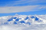 View from above on Mt. Everest surrounded by clouds Tibet China