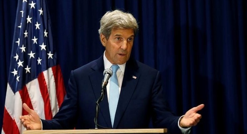 U.S. Secretary of State John Kerry addresses a news conference in Kenya's capital Nairobi, August 22, 2016. 