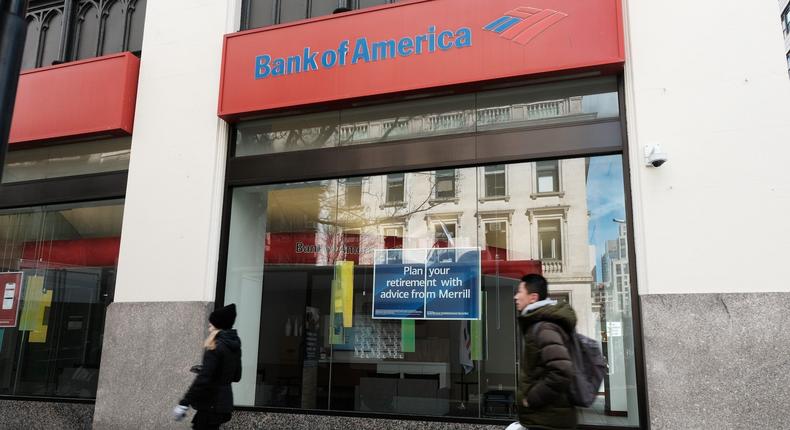Bank of America shares have fallen 14% this year.Spencer Platt/Getty Images
