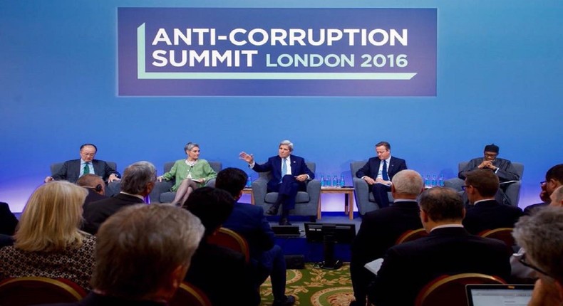 President Buhari at the anti-corruption summit, London in 2016