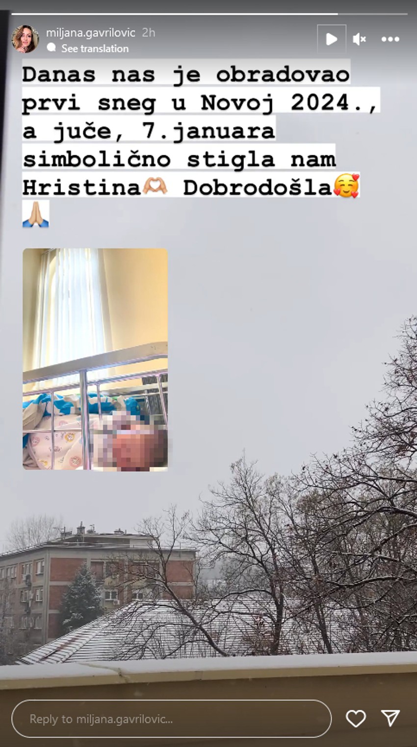 Miljana Gavrilović na svet donela ćerku Helenu