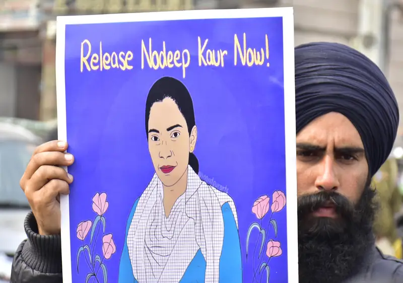 &quot;Uwolnić Nodeep Kaur&quot;, 15.02.2021/Fot. Sameer Sehgal/Hindustan Times via Getty Images