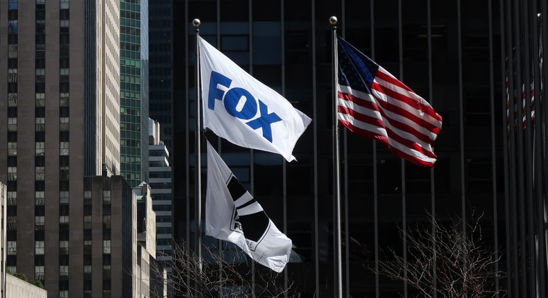 A flag with the new the logo for FOX flies outside their corporate headquarters on 6th Avenue on April 4, 2019 in New York City.Gary Hershorn/Getty Images