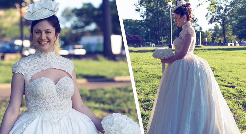 This gorgeous dress is made of toilet paper. Can you believe that?!