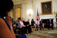 U.S. President Donald Trump hosts a listening session with Marjory Stoneman Douglas High School shoo