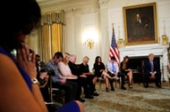 U.S. President Donald Trump hosts a listening session with Marjory Stoneman Douglas High School shoo