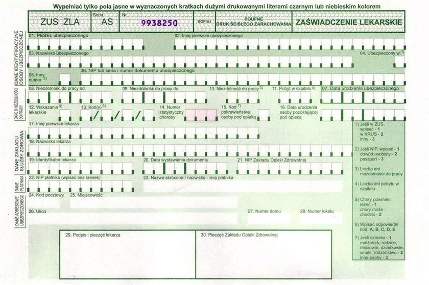 Lekarze chcą pieniędzy za zwolnienia
