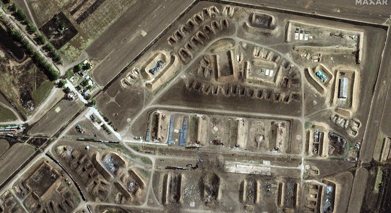 A close-up view of Tikhoretsk on September 22.Satellite image 2024 Maxar Technologies.