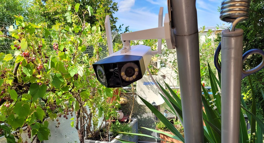 fortsetzen Sprießen Windgepeitscht überwachungskamera garten Haken
