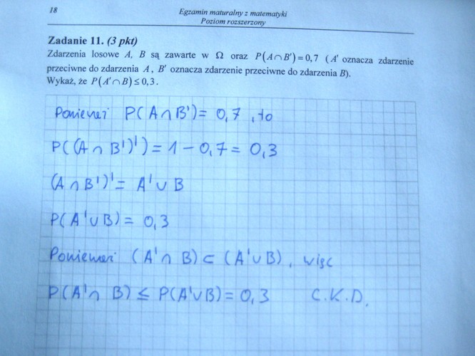 Matura z matematyki - poziom rozszerzony. Odpowiedzi