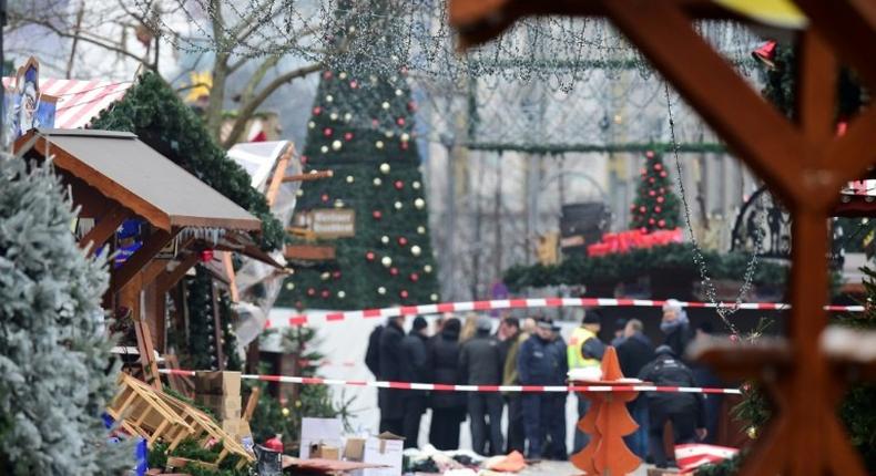 The Christmas market near the Kaiser-Wilhelm-Gedaechtniskirche the day after the attack, in Berlin on December 20, 2016