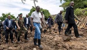 President William Ruto in Mathare to assess flood situation at the area on May 6, 2024