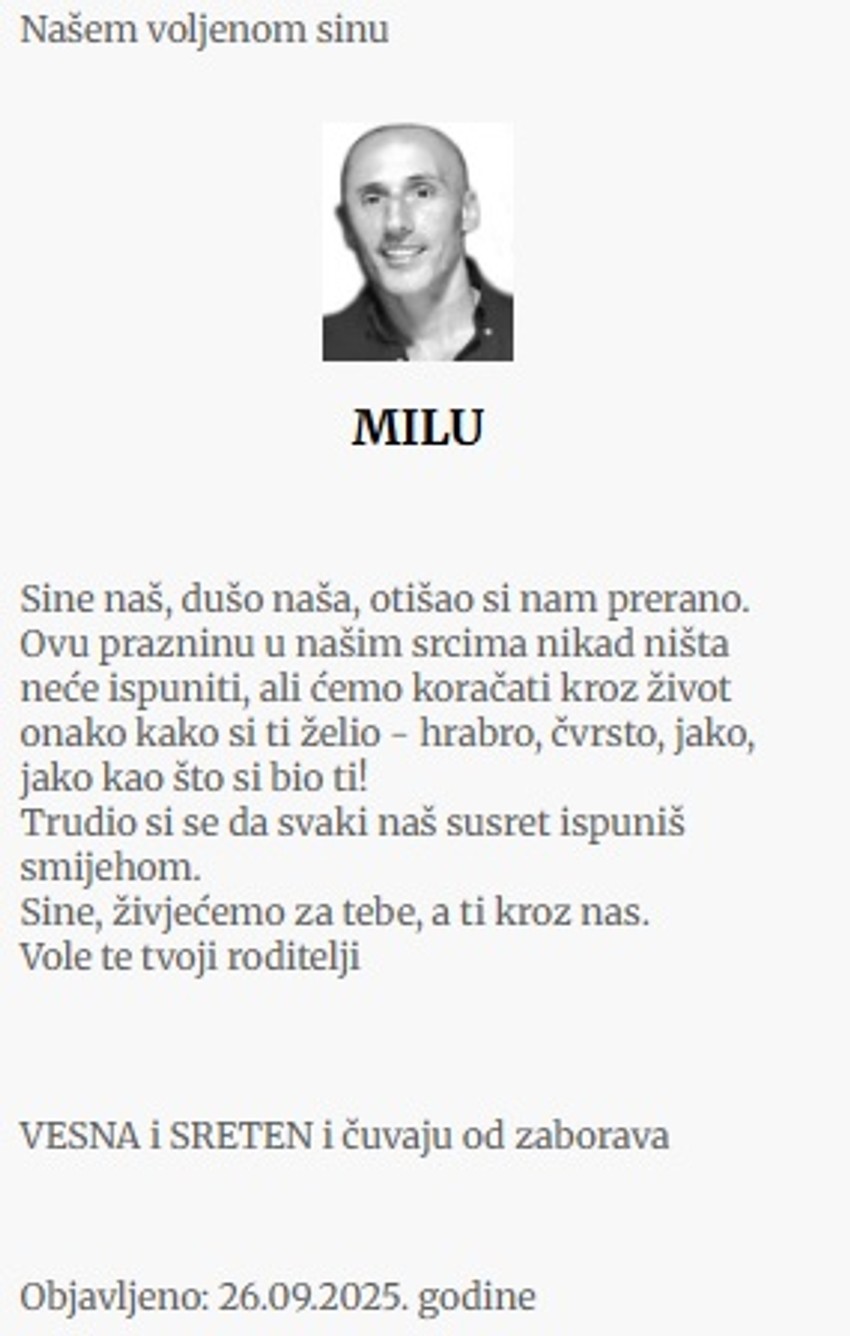 Roditelji se oprostili od ubijenog sina