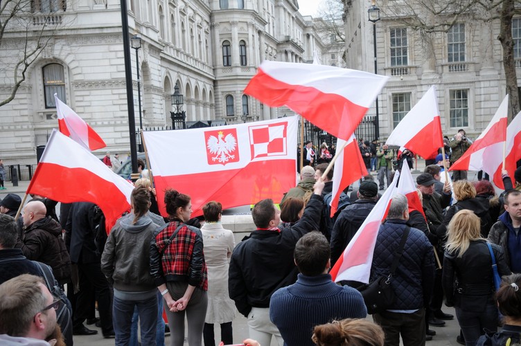 Protest Polaków przed Downing Street w Londynie
