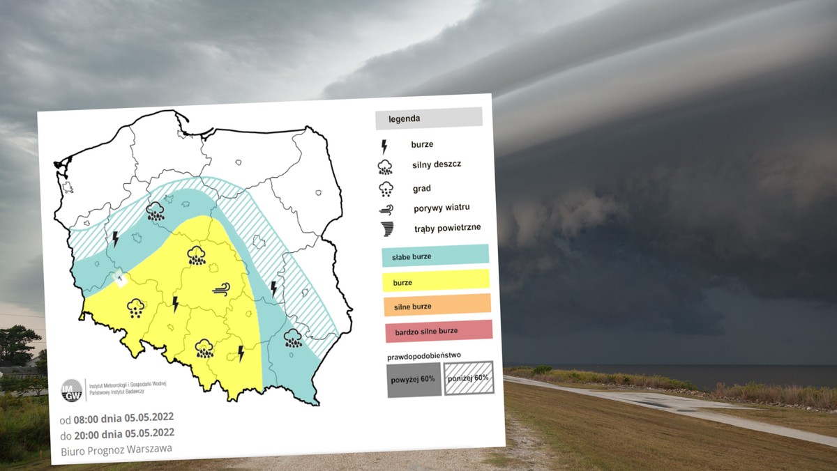 Pogoda na czwartek, 6 maja. IMGW ostrzega przed burzami i silnym wiatrem 