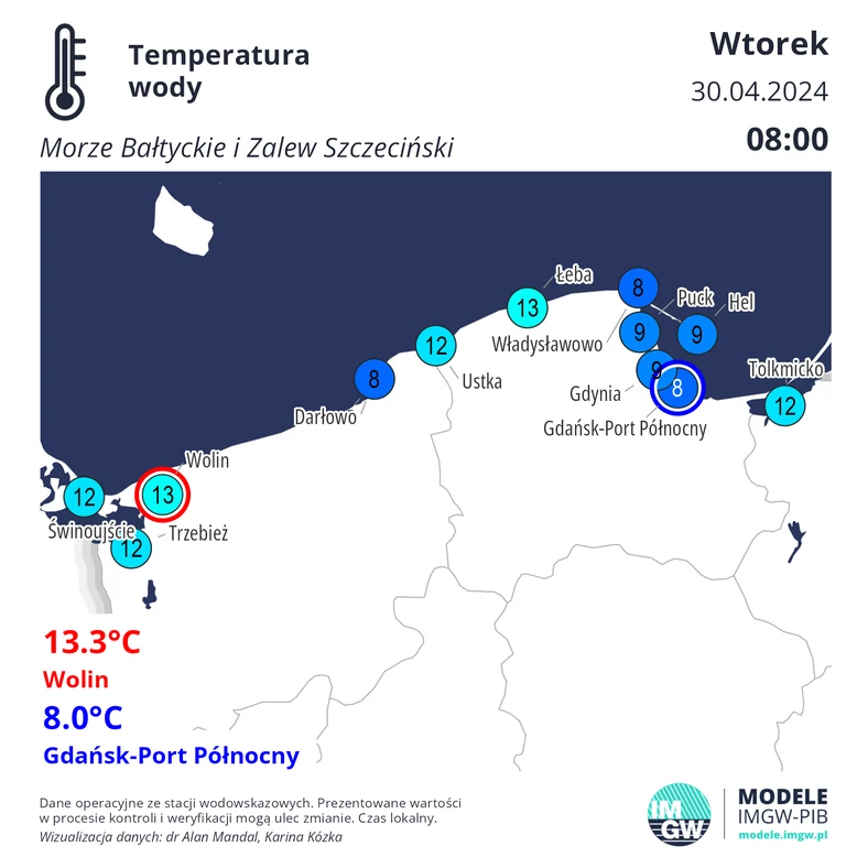 Temperatura wody w Bałtyku we wtorek o poranku