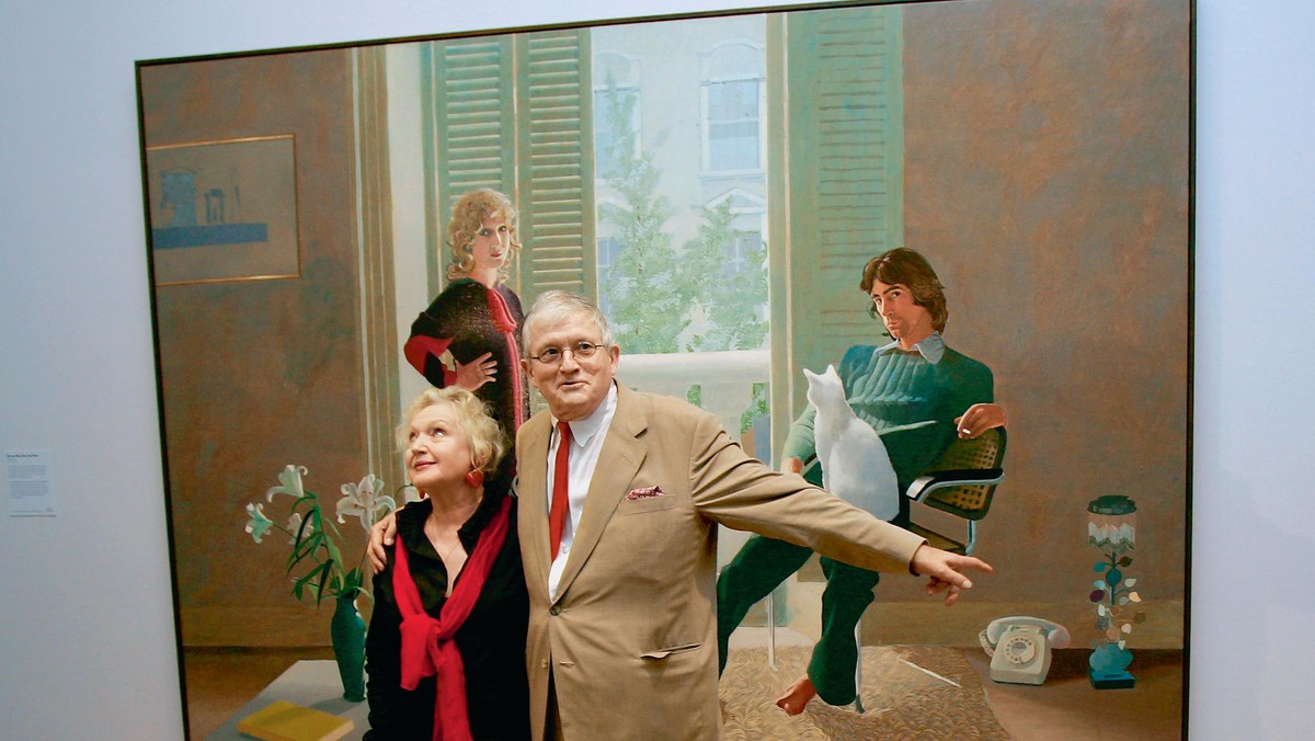 David Hockney pozuje do zdjęcia  z Celią Birtwell. 