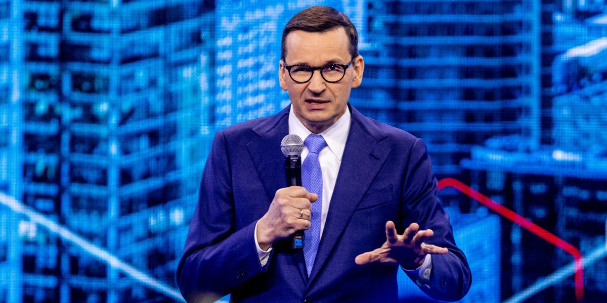 Premier Mateusz Morawiecki na konwencji programowej PiS w Warszawie