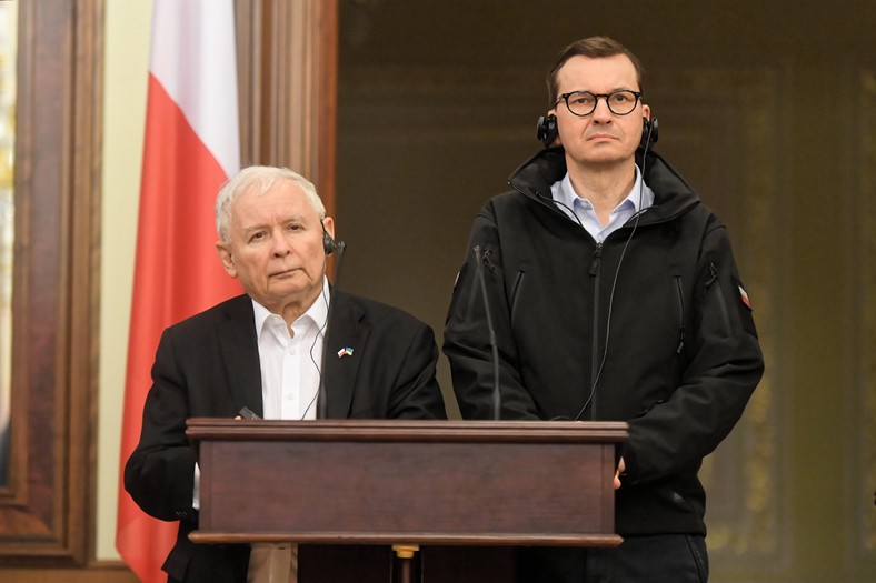 Jarosław Kaczyński i Mateusz Morawiecki w Kijowie, 15.03. 2022 r.