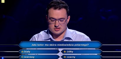 „Milionerzy” - Czy wiesz, jaki kolor ma skóra niedźwiedzia polarnego? Jakub nie wiedział, przez co stracił 35 tysięcy!  