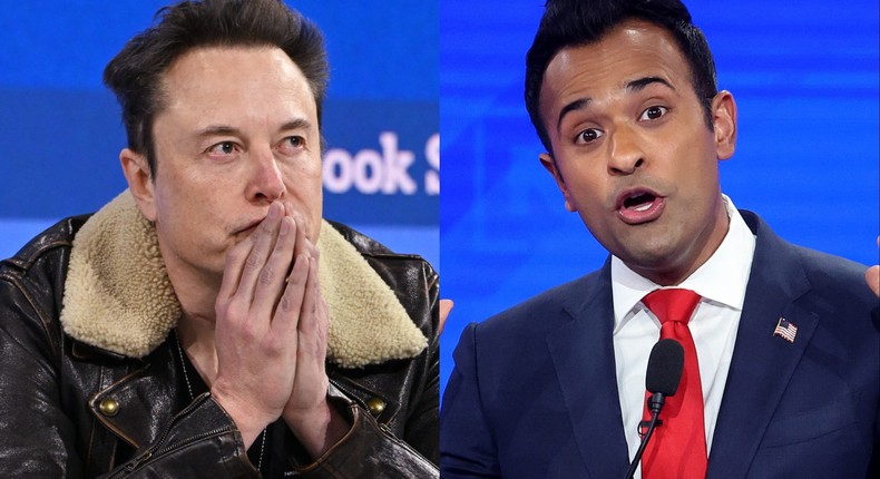 Elon Musk and Vivek Ramaswamy.Slaven Vlasic, Justin Sullivan/Getty Images