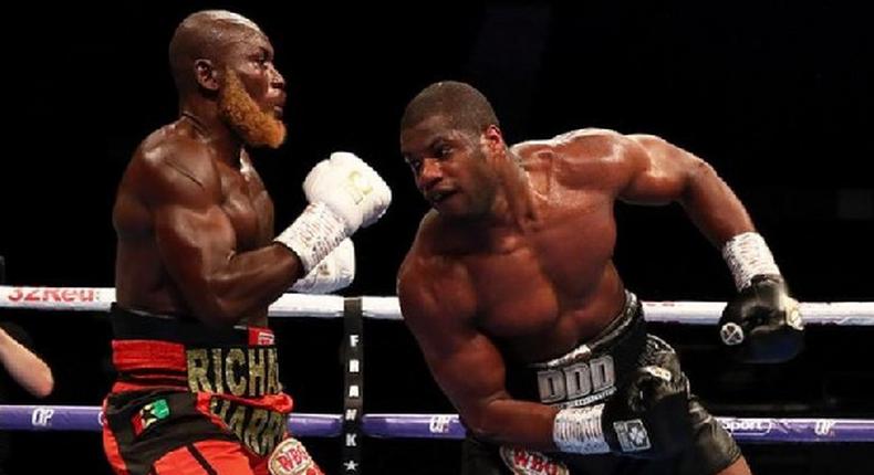 Daniel Dubois (right) sent Richard Lartey to the canvas with a powerful right hand