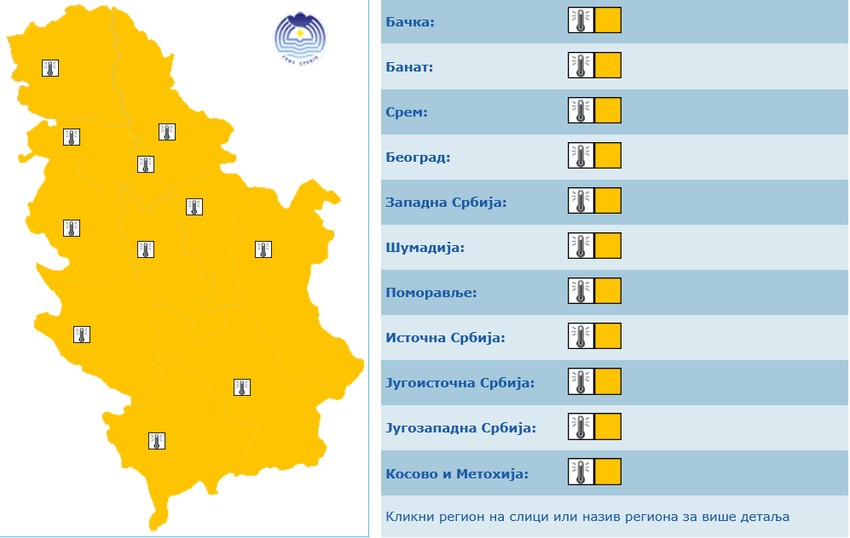 Meteo alarm za 10. avgust