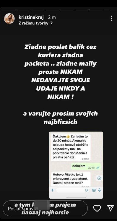 Misska zdieľala varovanie.