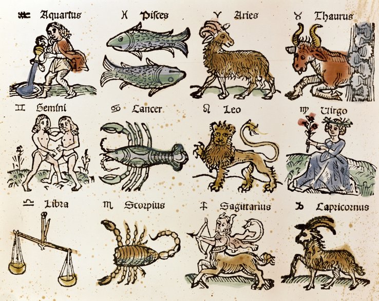 Znaki zodiaku na XVI-wiecznym drzeworycie