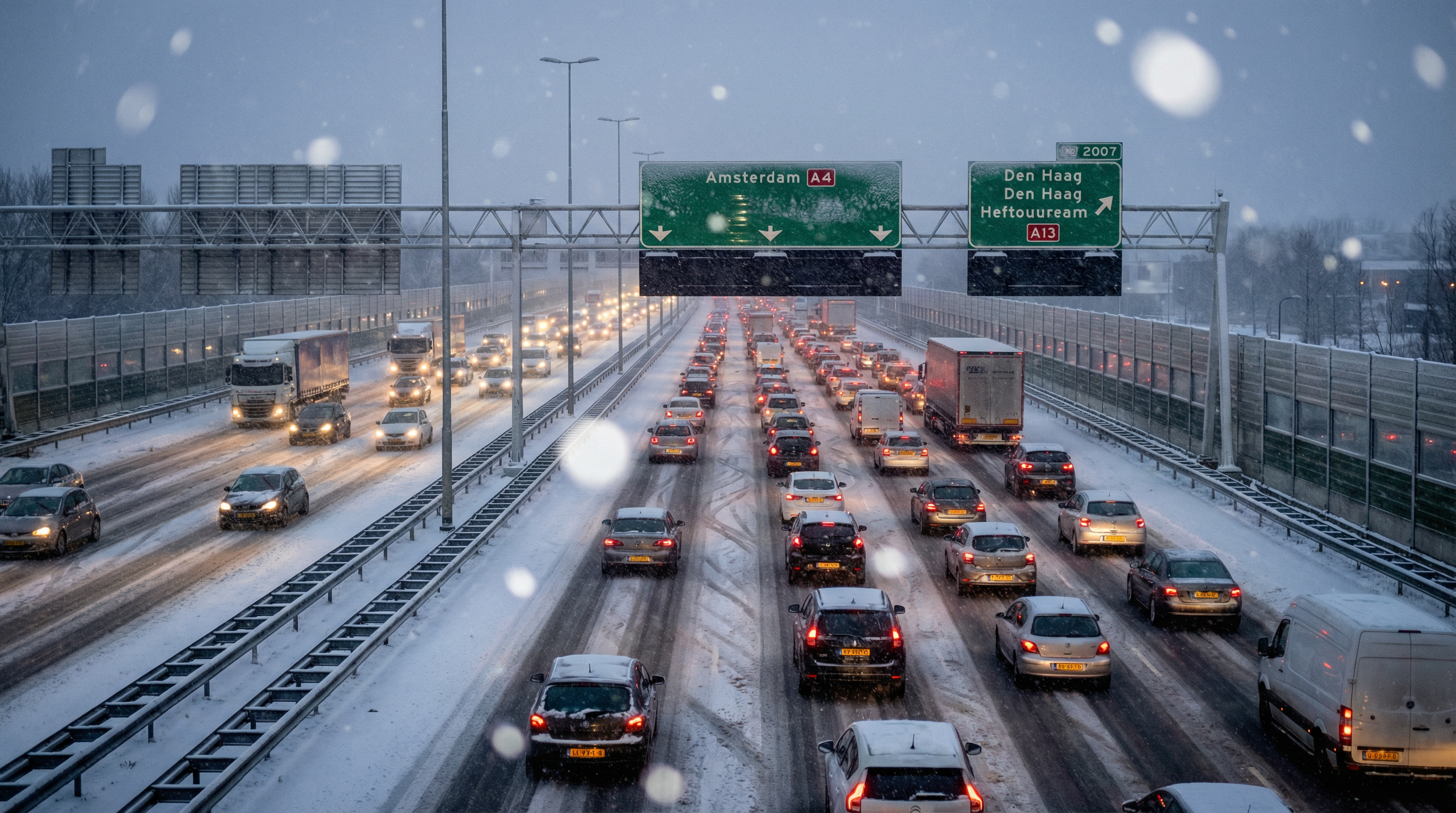 690 kilometer file door winterweer: drukste ochtendspits sinds december