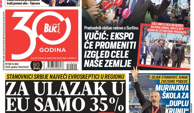 Blic naslovna strana za 15.5.