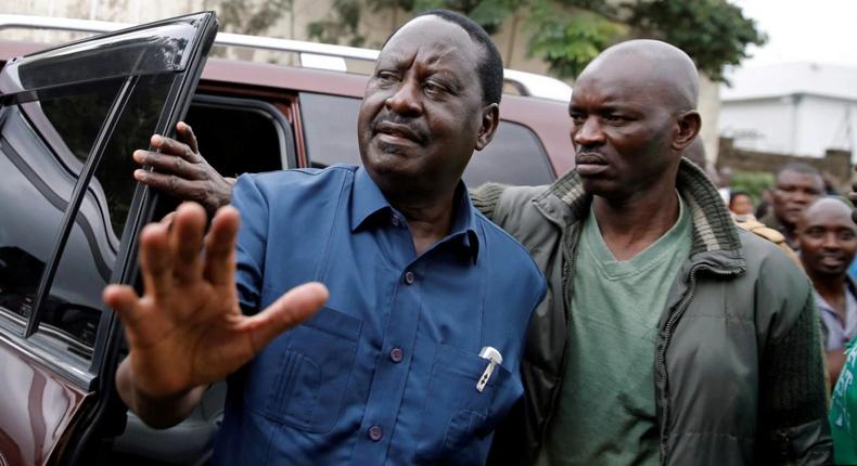 A file photo of Raila Odinga alighting from a vehicle