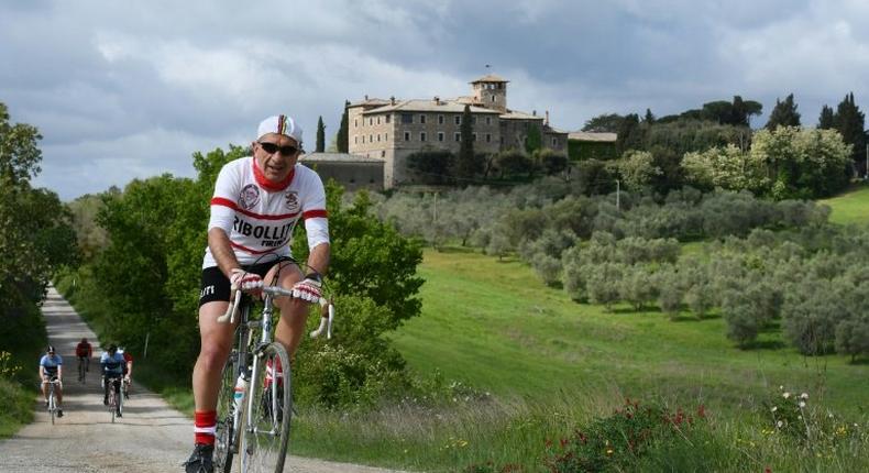 The Eroica Montalcino combines leisure riding on vintage bicycles on Tuscany's white roads -- taking time to taste the region's fabled wine and food