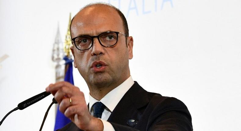 Italy Foreign Minister Angelino Alfano speaks during the closing press conference of the meeting of G7 Foreign Affairs Ministers in Lucca, Italy on April 11, 2017